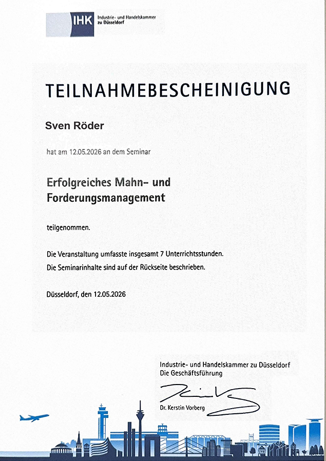 Urkunde Mahn- und Forderungsmanagement